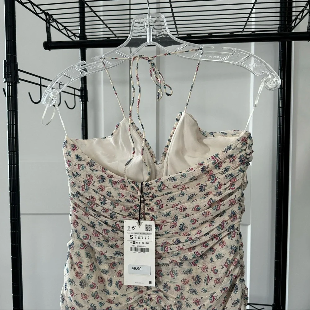 ZARA Floral Dress Halter NWTG Size S - Picture 3 of 5